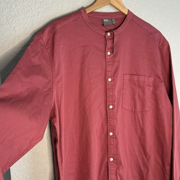 NEW ASOS 3XL Longline Button Down Shirt Grandpa Y2K 90s Cotton Mandarin Collar - Picture 4 of 8